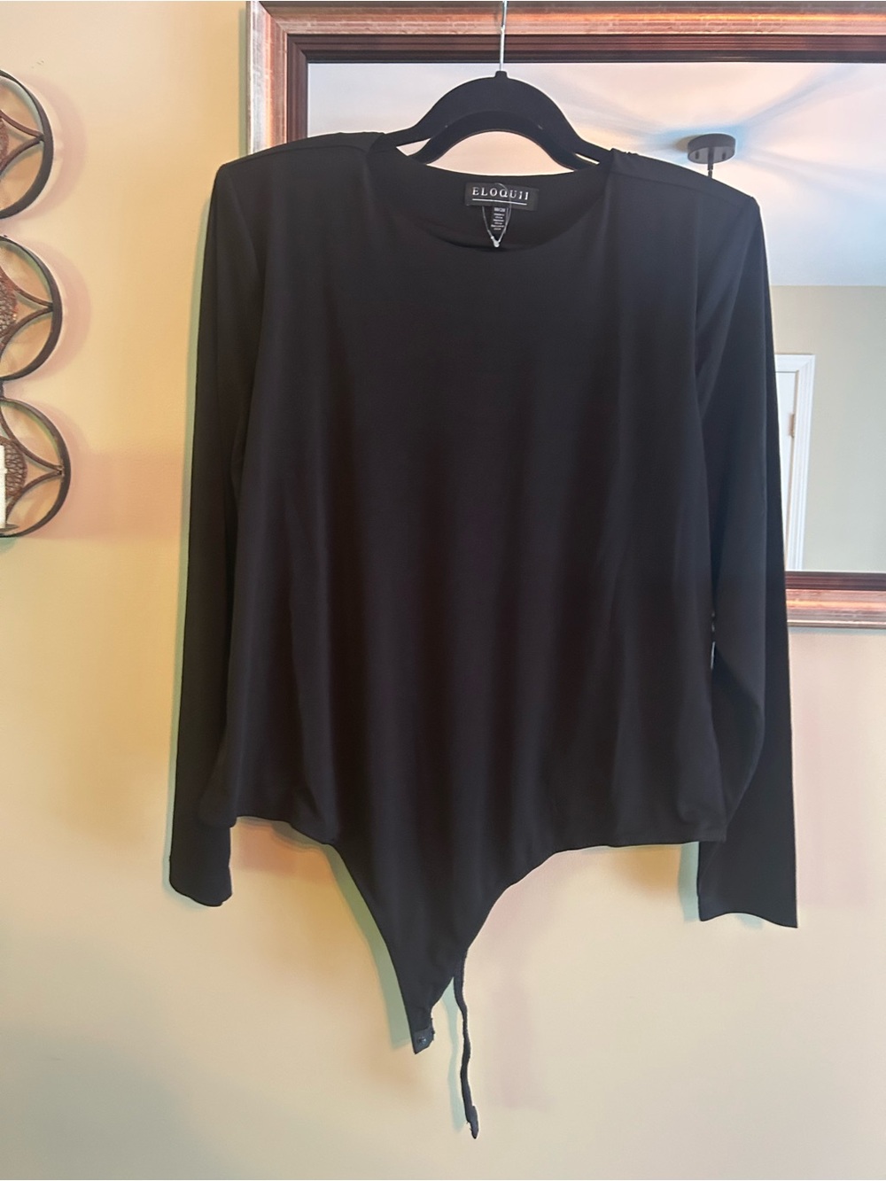 Eloquii Black Long-Sleeve Crewneck Bodysuit